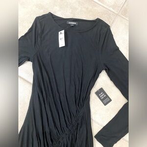 Express NWT long sleeve black side scrunch dress